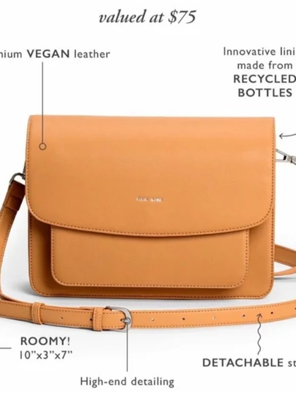 Pixie Mood Tan Vegan Leather Crossbody Bag with Front Pocket